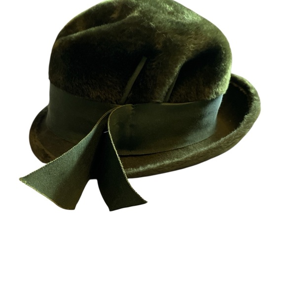 60’s Amy New York Vintage Forest Green Fuzzy Alpine Fedora Women’s Hat - Picture 6 of 9